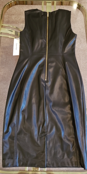 Calvin Klein Sleeveless Faux Leather Dress (NWT!) - Picture 3 of 12